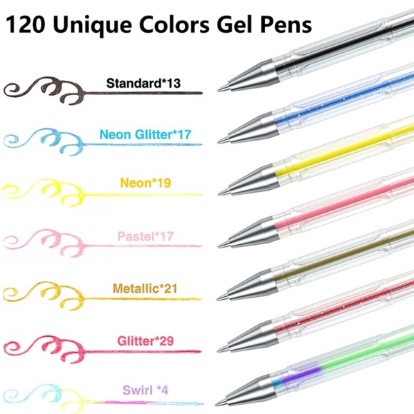 120 Unique Colors (No Duplicates) Gel Pens - Picture 2 of 6
